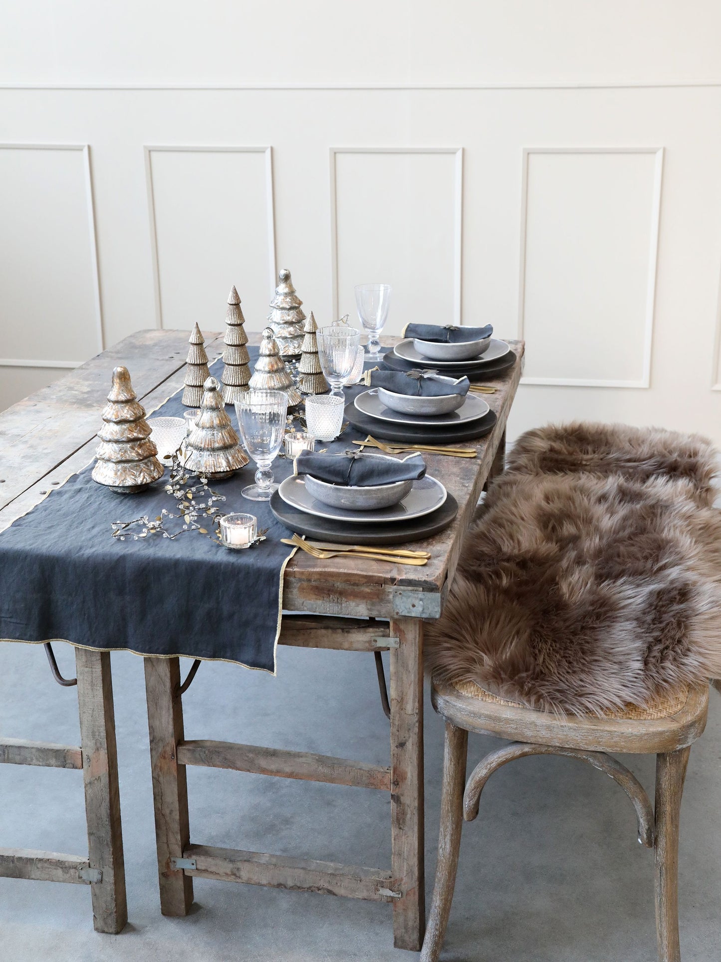 Chic Antique DIV Fransk bänk med flätad sits