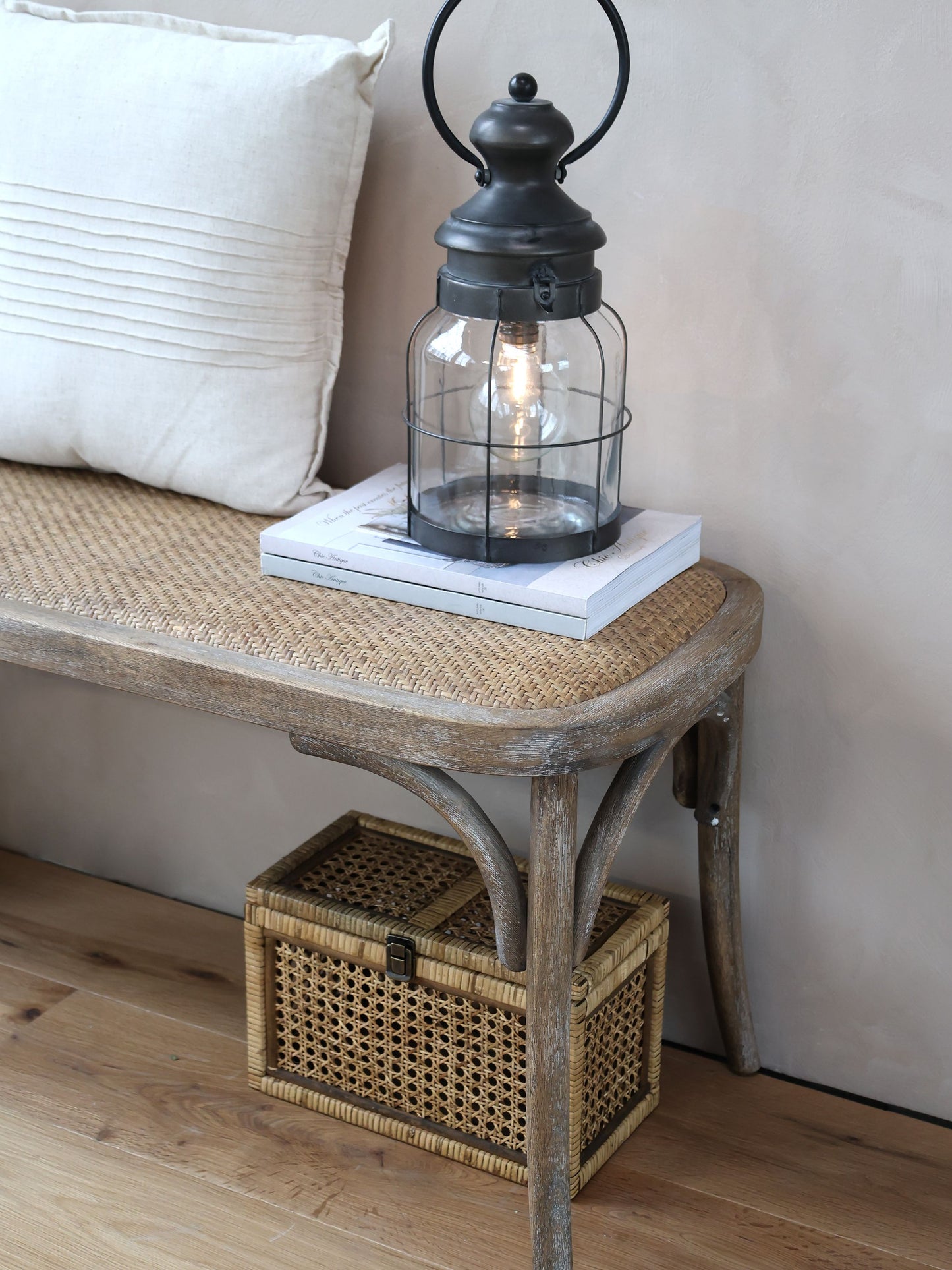 Chic Antique DIV Fransk bänk med flätad sits