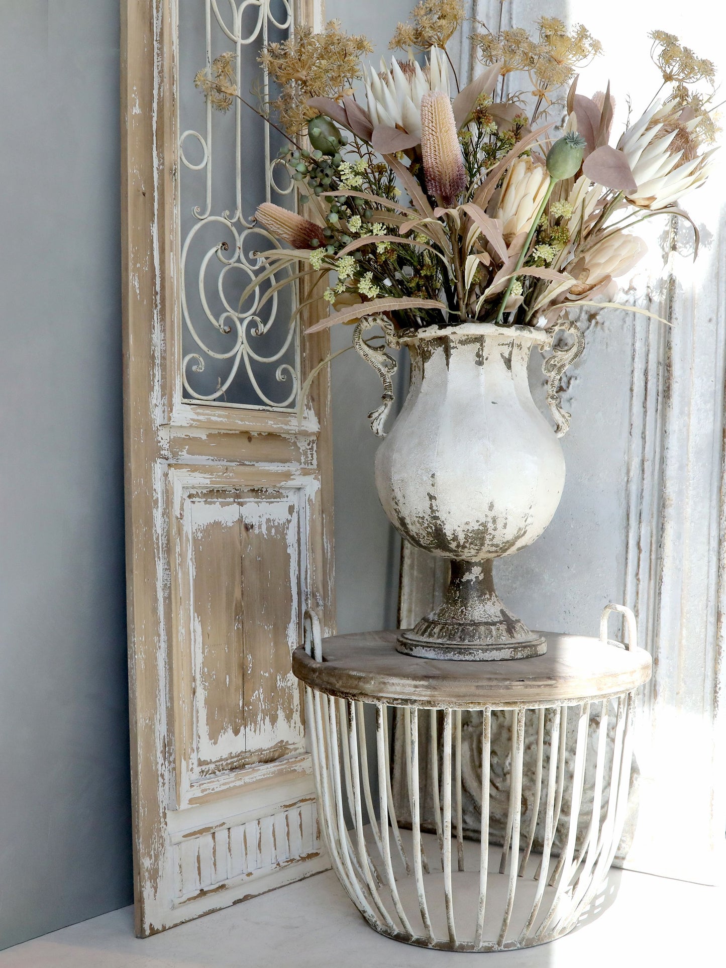Chic Antique DIV Dekorationsdörr med galler 198 cm