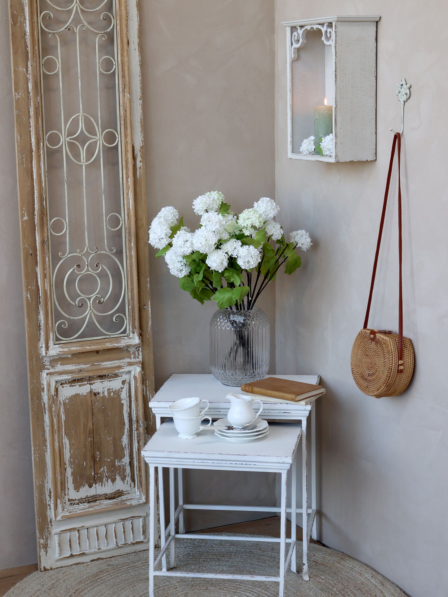 Chic Antique DIV Dekorationsdörr med galler 198 cm