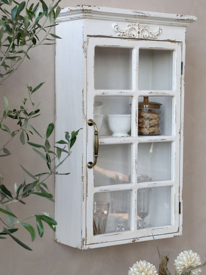 Chic Antique Väggskåp med dekor H70/L44/B17,5 cm antik creme I lager Augusti 2026