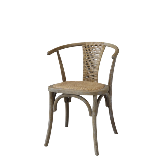 Chic Antique Stol 2-pack Fransk matstol m. flätad sits & rygg natur