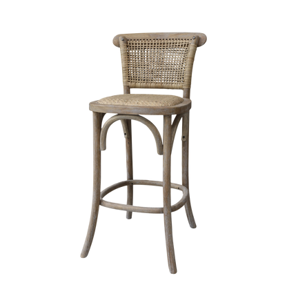 Chic Antique Stol Fransk barstol med flätat säte och rygg H:103 cm