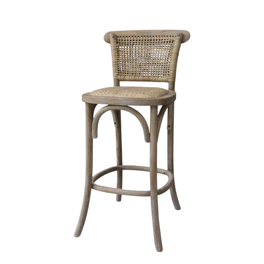 Chic Antique Stol Fransk barstol med flätat säte och rygg H:103 cm