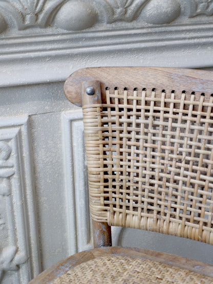 Chic Antique Stol Fransk barstol med flätat säte och rygg H:103 cm