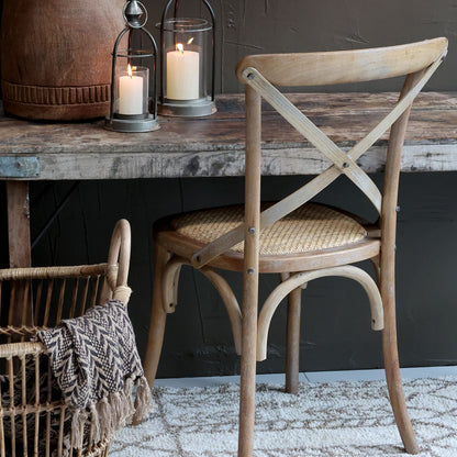 Chic Antique Stol 2-pack Fransk matstol med flätad sits natur