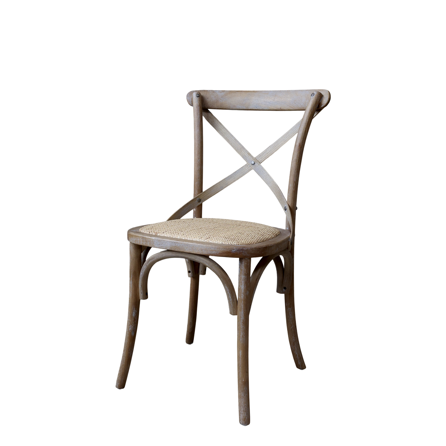 Chic Antique Stol 2-pack Fransk matstol med flätad sits natur