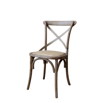 Chic Antique Stol 2-pack Fransk matstol med flätad sits natur