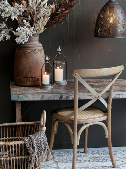 Chic Antique Stol 2-pack Fransk matstol med flätad sits natur
