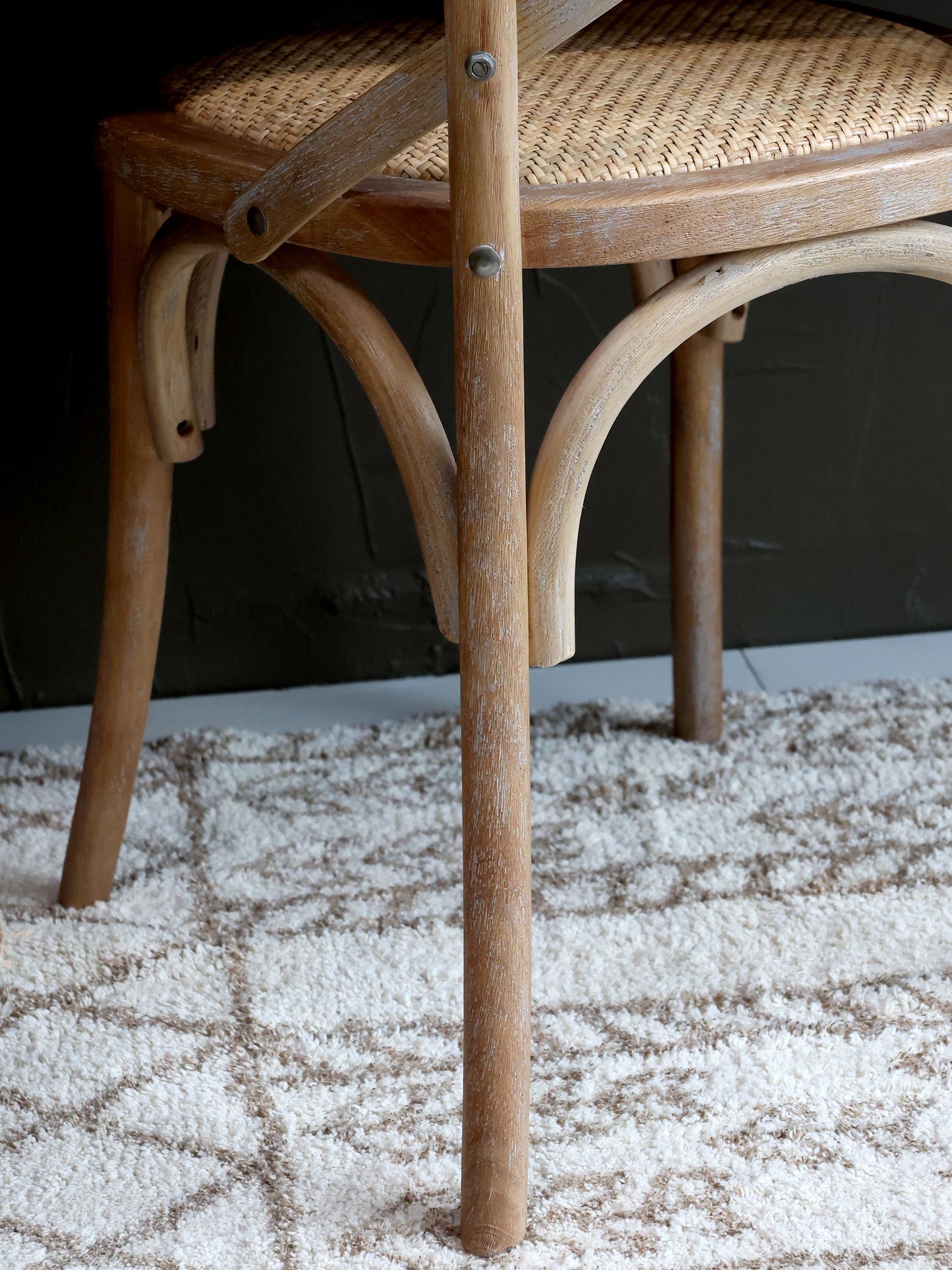 Chic Antique Stol 2-pack Fransk matstol med flätad sits natur