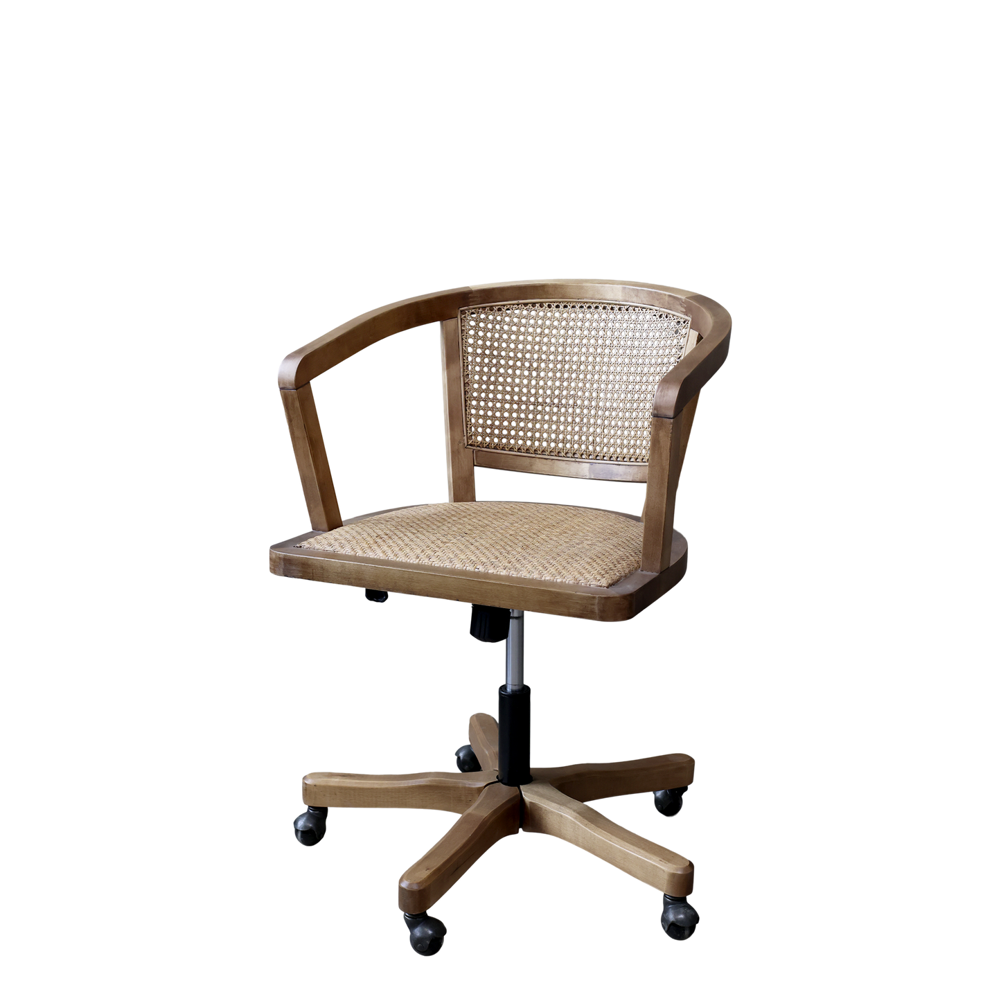 Chic Antique Stol Fransk kontorsstol med flätat säte och rygg Natur