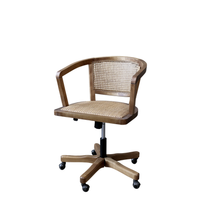 Chic Antique Stol Fransk kontorsstol med flätat säte och rygg Natur