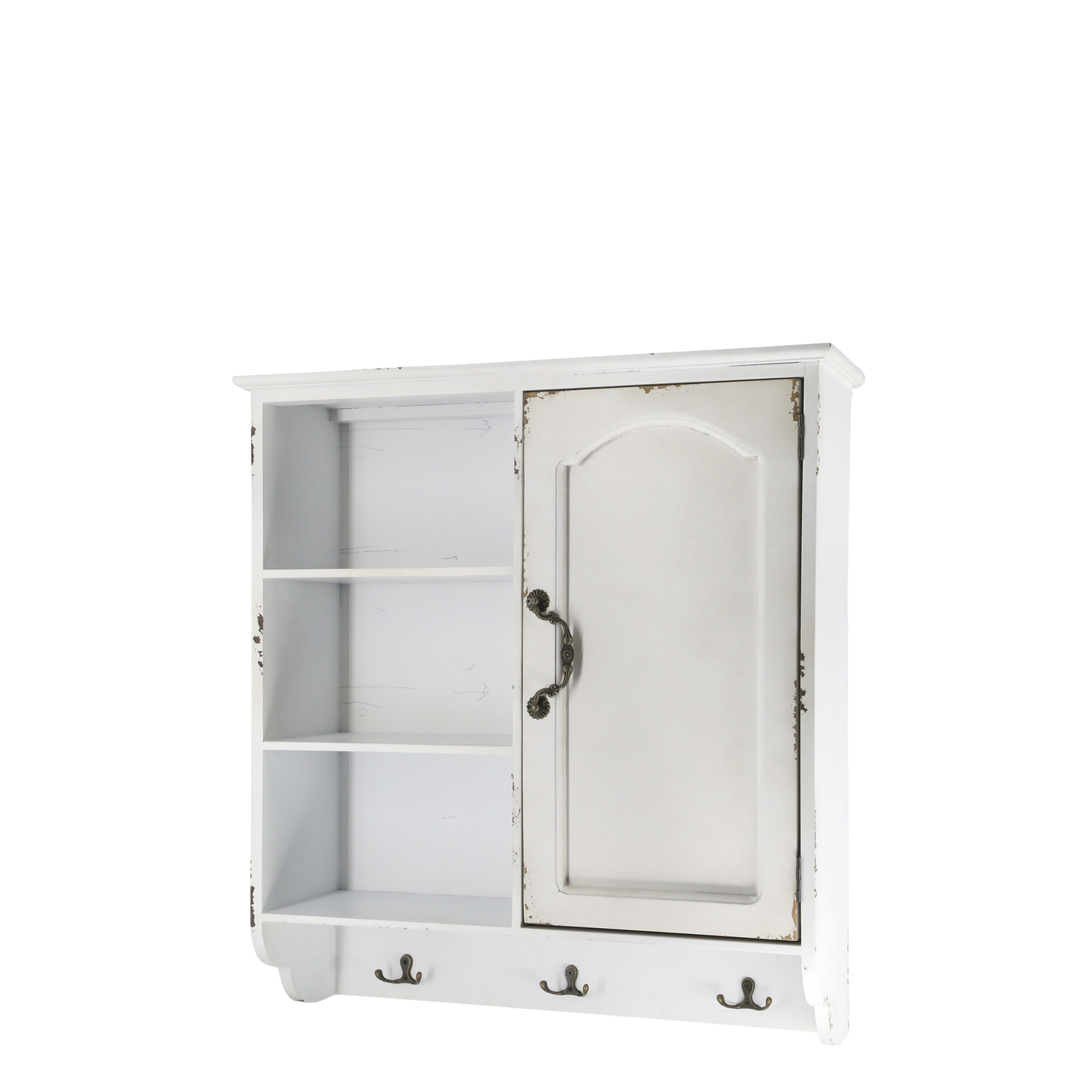 Chic Antique Väggskåp m. 1 dörr och 3 hyllor H61/L56/B19 cm antik creme