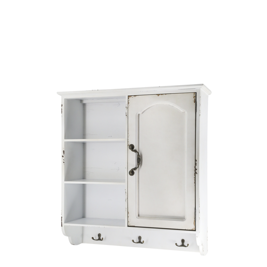 Chic Antique Väggskåp m. 1 dörr och 3 hyllor H61/L56/B19 cm antik creme