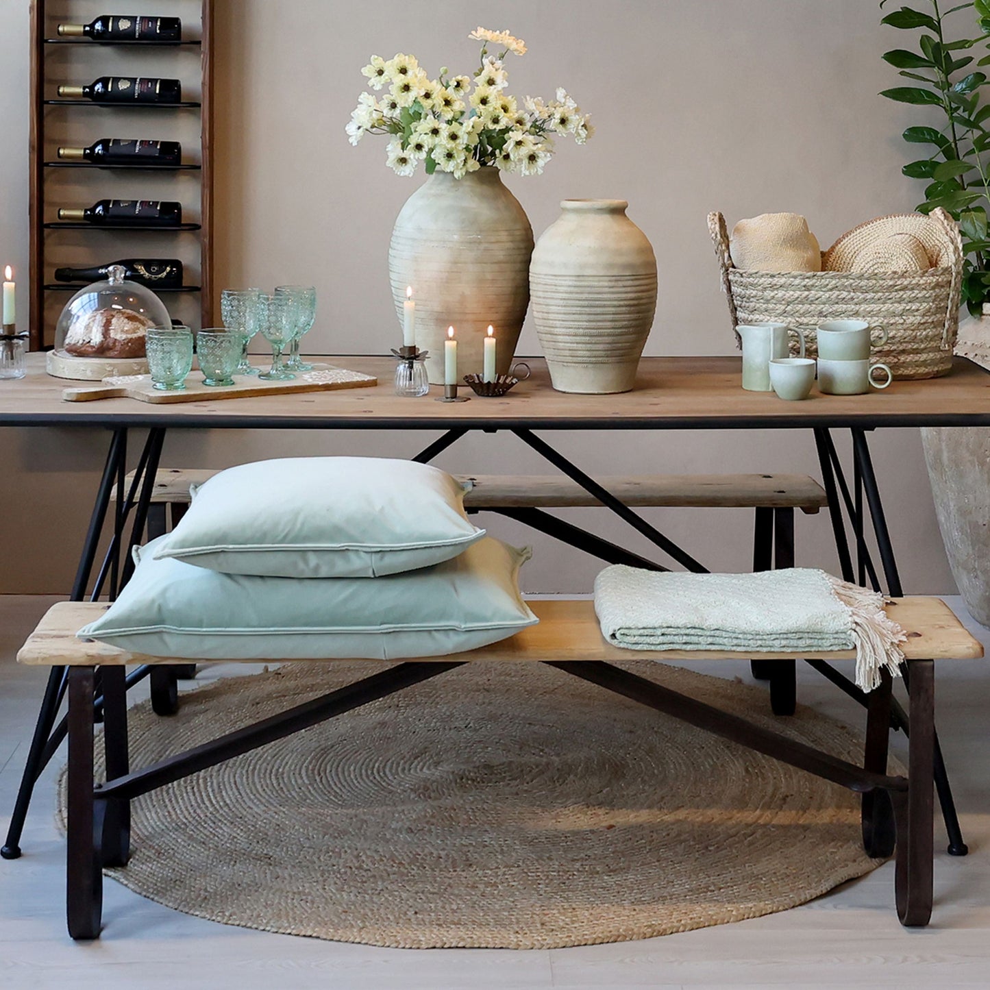 Chic Antique DIV Bänk med järnben Återvunnet trä