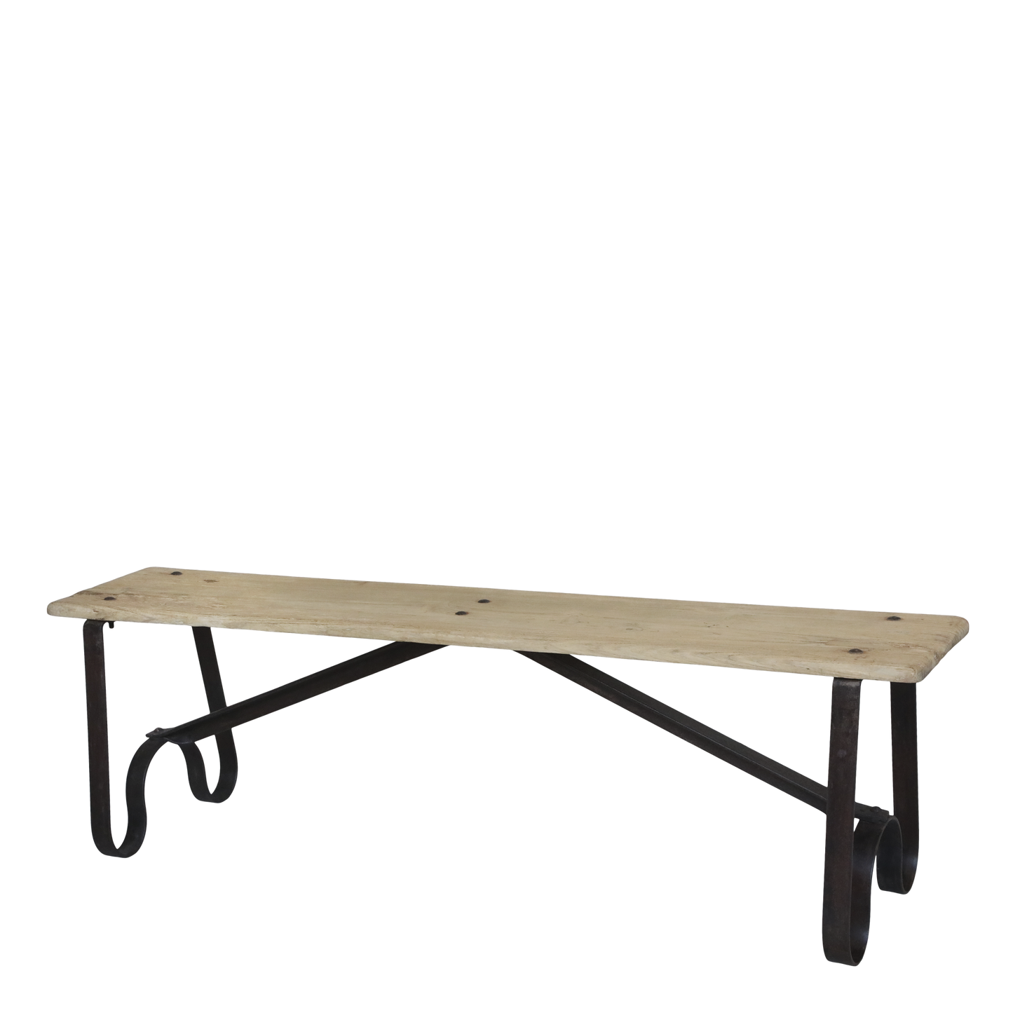 Chic Antique DIV Bänk med järnben Återvunnet trä