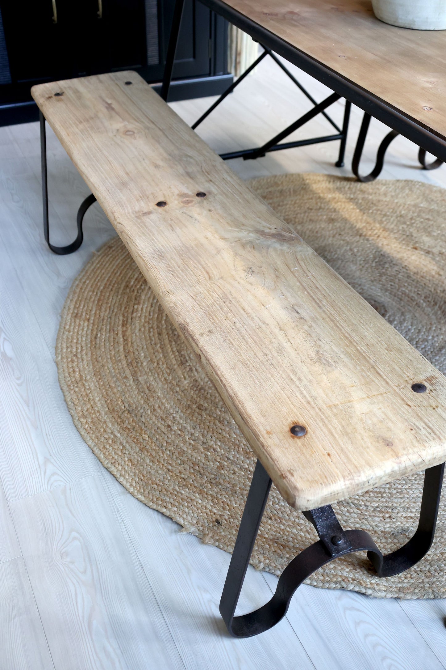 Chic Antique DIV Bänk med järnben Återvunnet trä