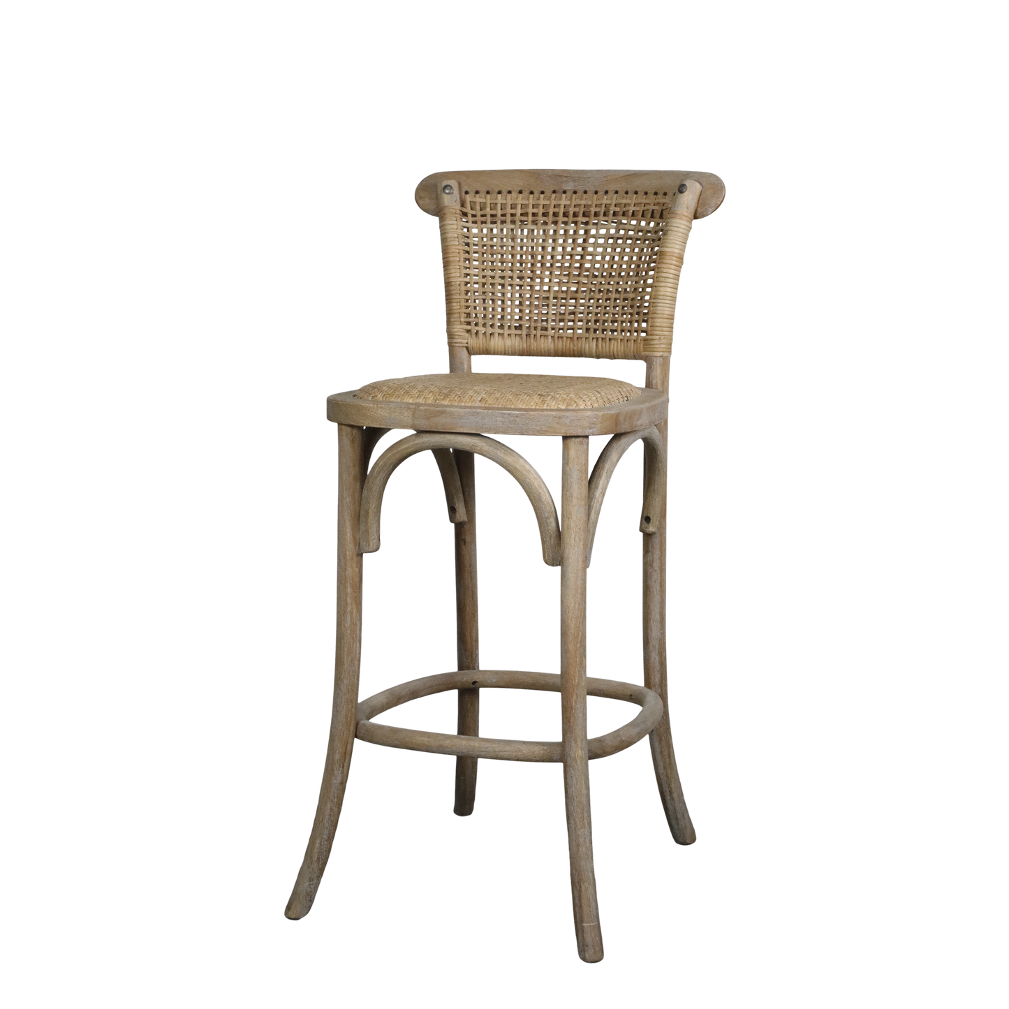 Chic Antique Stol Fransk barstol med flätat säte och rygg H92 cm