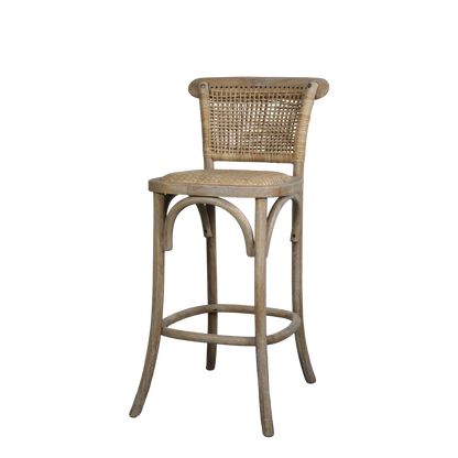 Chic Antique Stol Fransk barstol med flätat säte och rygg H92 cm