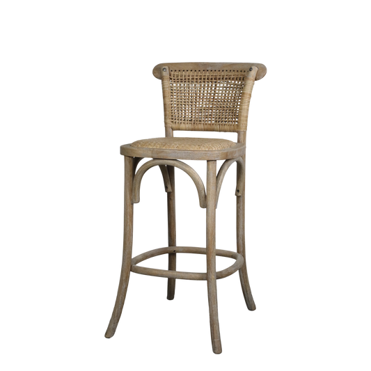 Chic Antique Stol Fransk barstol med flätat säte och rygg H92 cm