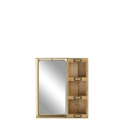 Vägghylla med spegel H53/L62/B12 cm natur
