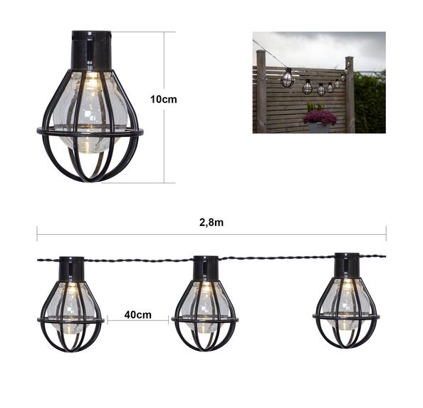 Trädgårdsbelysning ljusslinga Cage 280 cm