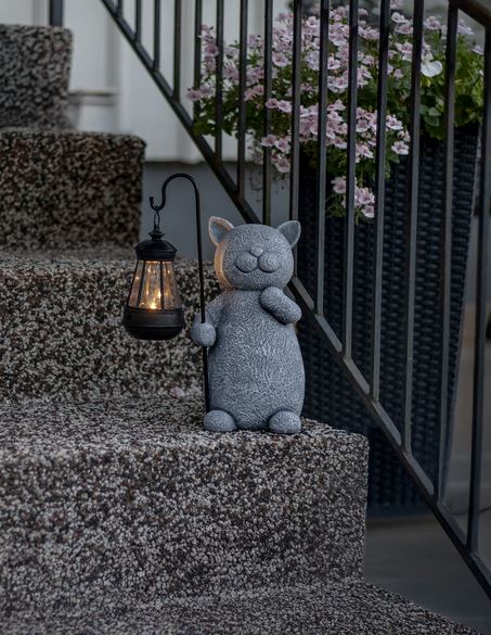 Trädgårdsbelysning DIV. Soldriven Katt med lykta
