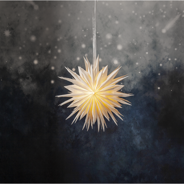 Adventsstjärna Pappersstjärna återvunnen bomull .60 cm vit