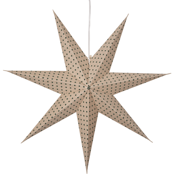 Adventsstjärna Pappersstjärna Cotton prickar 60 cm grön/beige