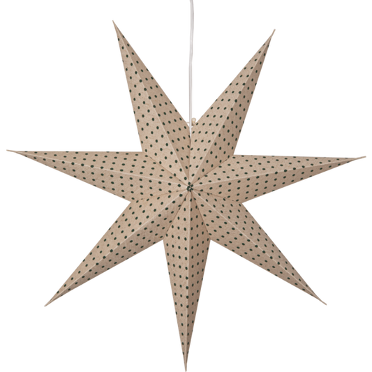 Adventsstjärna Pappersstjärna Cotton prickar 60 cm grön/beige