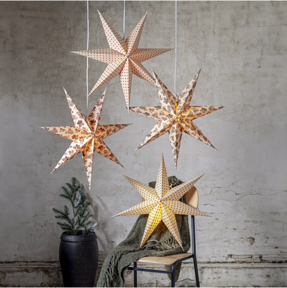 Adventsstjärna Pappersstjärna Cotton prickar 60 cm röd/beige