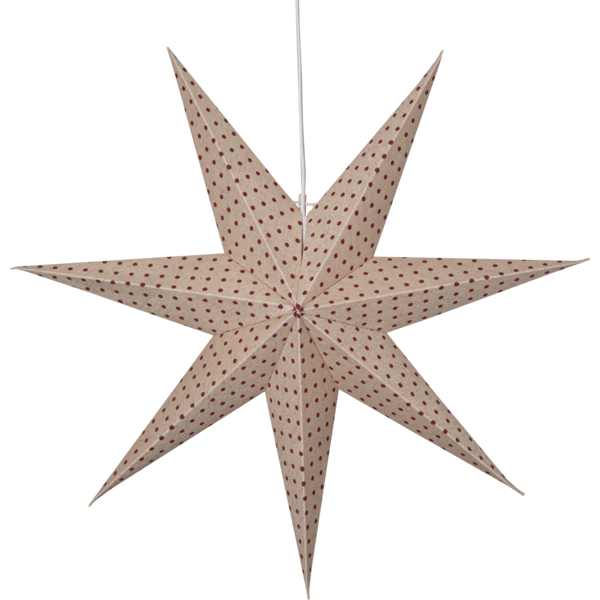 Adventsstjärna Pappersstjärna Cotton prickar 60 cm röd/beige