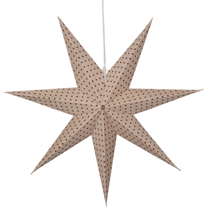 Adventsstjärna Pappersstjärna Cotton prickar 60 cm röd/beige