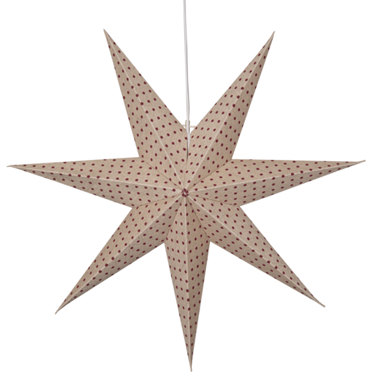 Adventsstjärna Pappersstjärna Cotton prickar 60 cm röd/beige