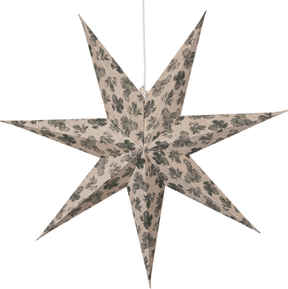 Adventsstjärna Pappersstjärna Cotton kottar och granbarr 60 cm grön/beige