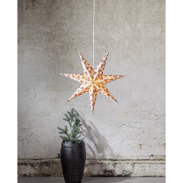 Adventsstjärna Pappersstjärna Cotton kottar och granbarr 60 cm röd/beige