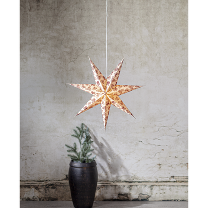 Adventsstjärna Pappersstjärna Cotton kottar och granbarr 60 cm röd/beige