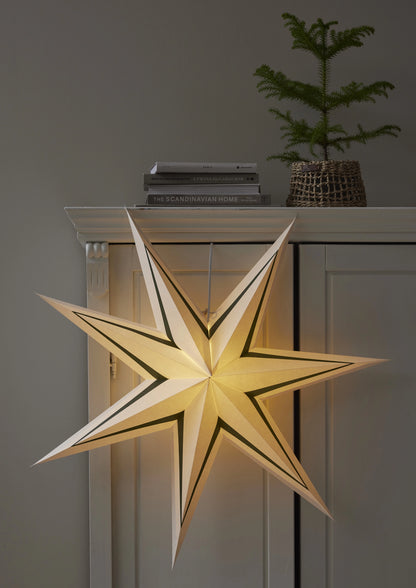 Adventsstjärna med rand 77 cm Vit/Grön