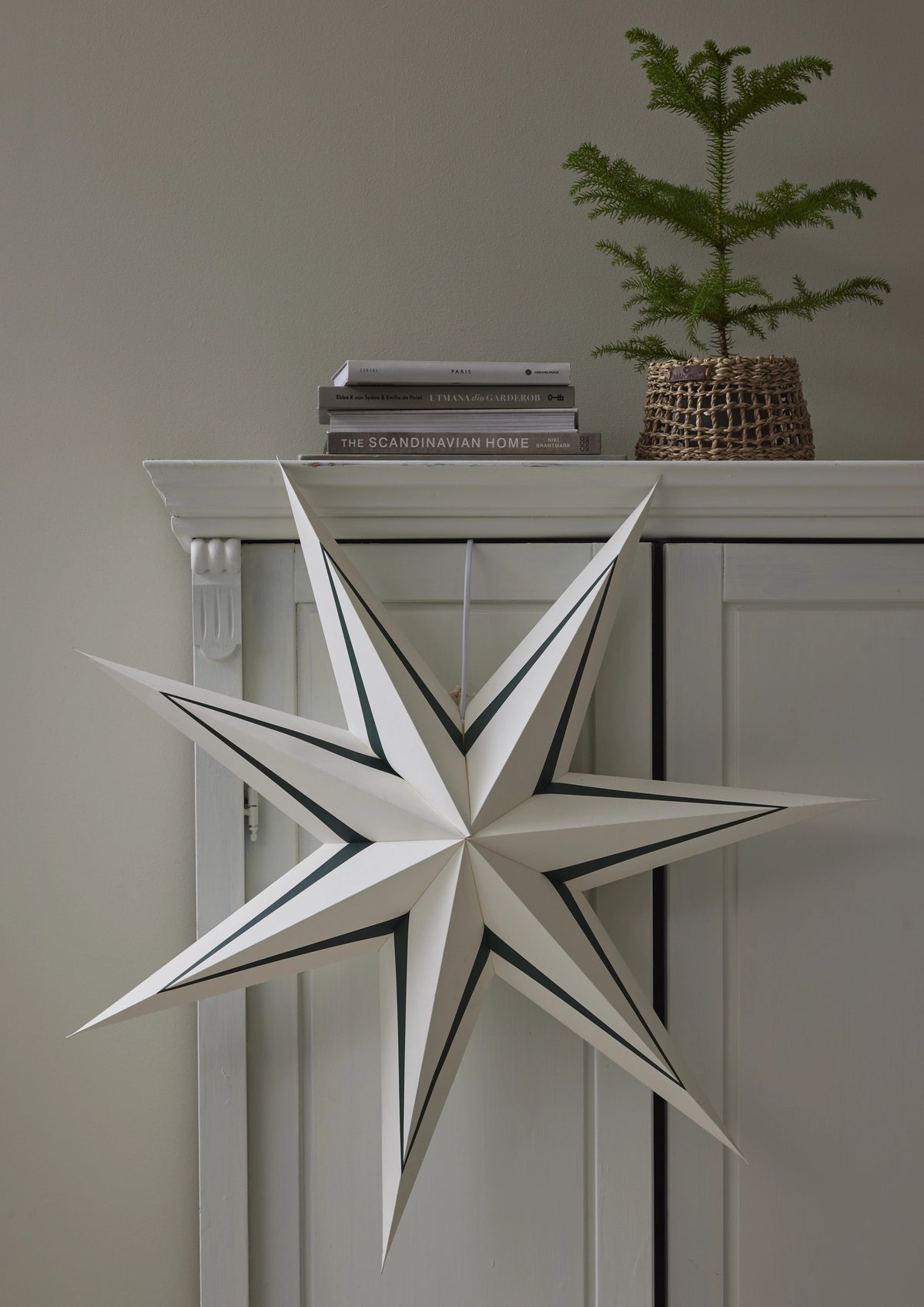 Adventsstjärna med rand 77 cm Vit/Grön