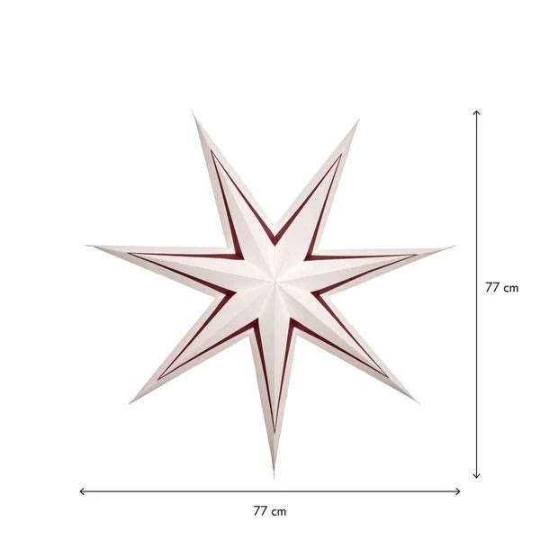 Adventsstjärna med rand 77 cm Vit/Röd