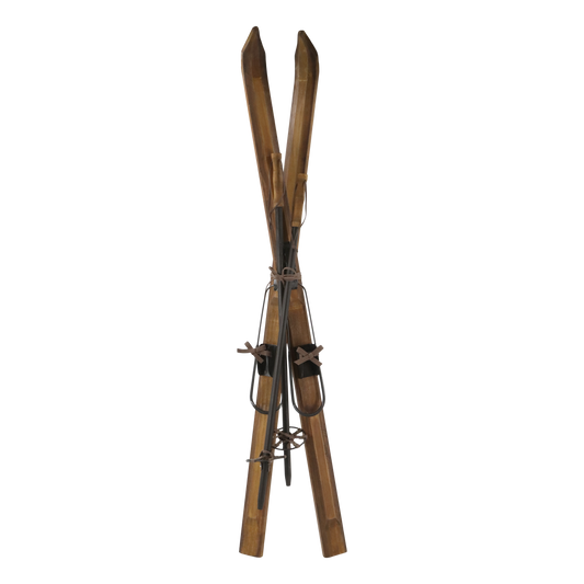 Jul div. Vintage skidor med stavar för dekoration H120/B5,5 cm natur