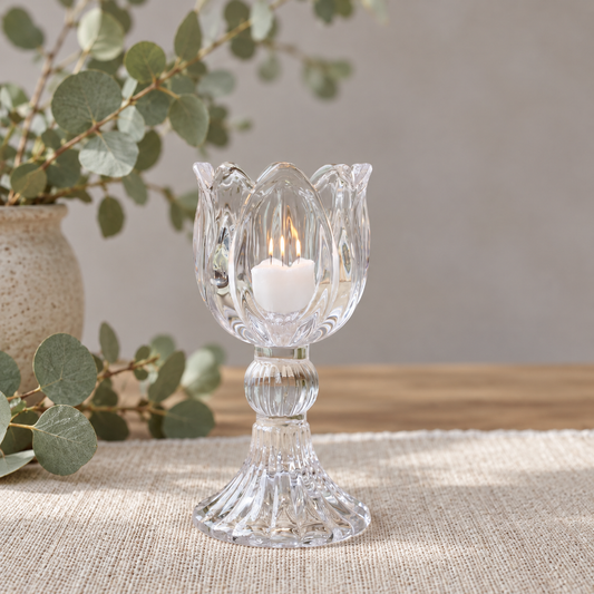 Ljuslykta på fot 2-pack H14/Ø7 cm Glas I lager December 2026