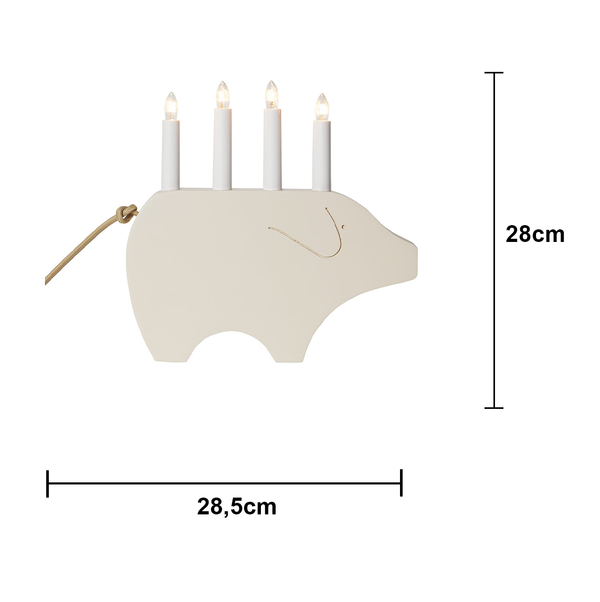 Adventsljusstake Julgris 28,5 cm Vit
