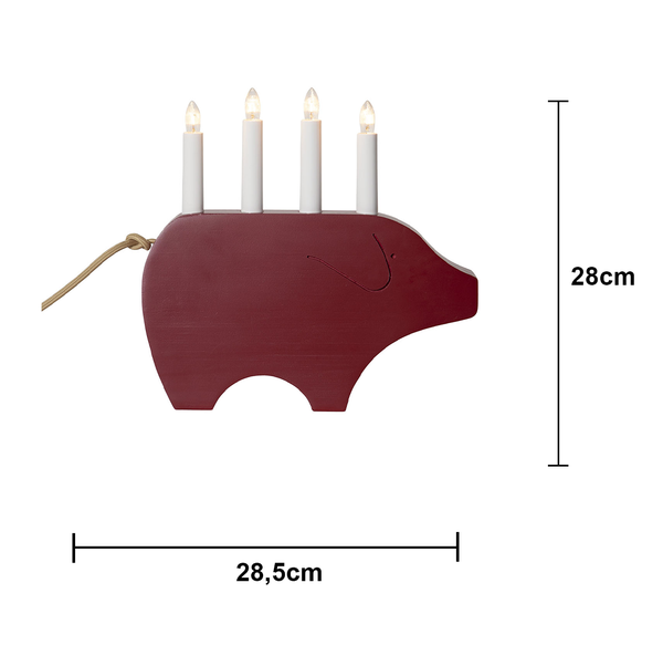 Adventsljusstake Julgris 28,5 cm Röd