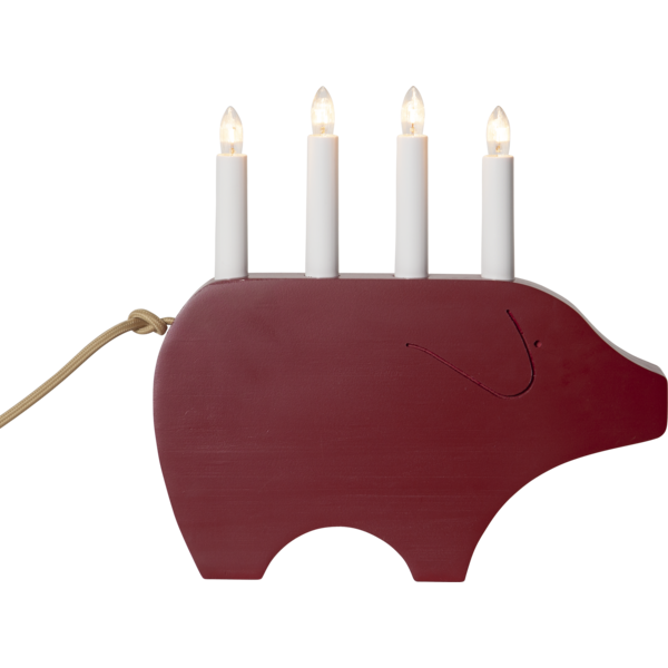 Adventsljusstake Julgris 28,5 cm Röd