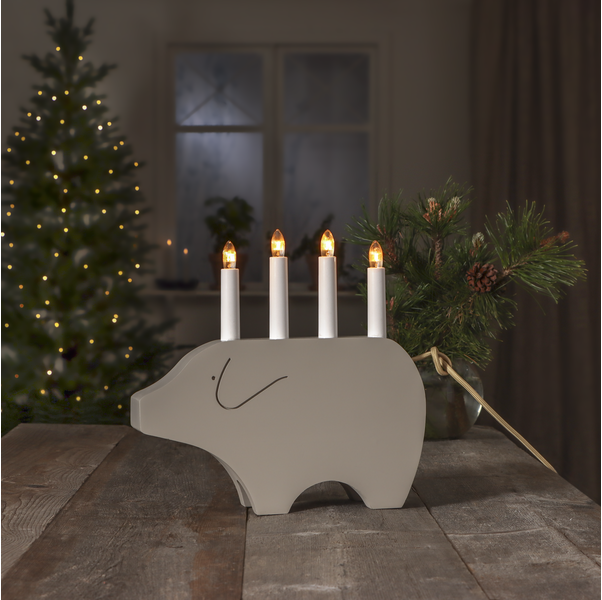 Adventsljusstake Julgris 28,5 cm Beige