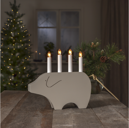 Adventsljusstake Julgris 28,5 cm Beige