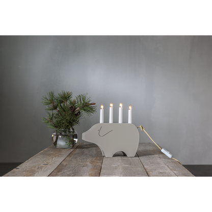 Adventsljusstake Julgris 28,5 cm Beige