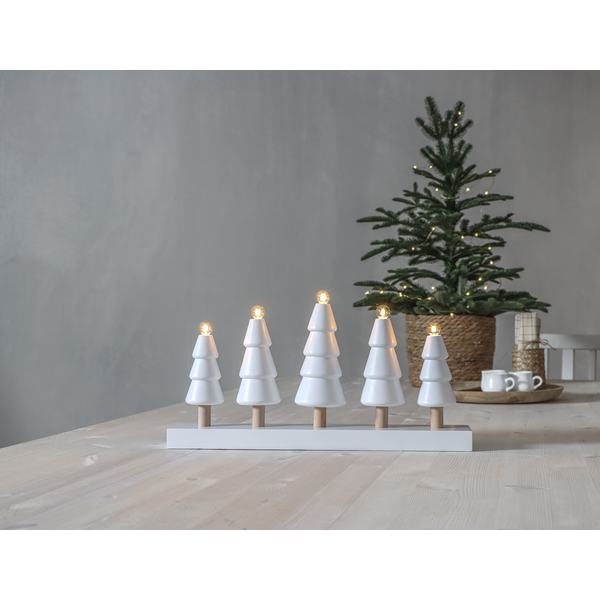 Adventsljusstake Granskog 46x8x24 cm vit