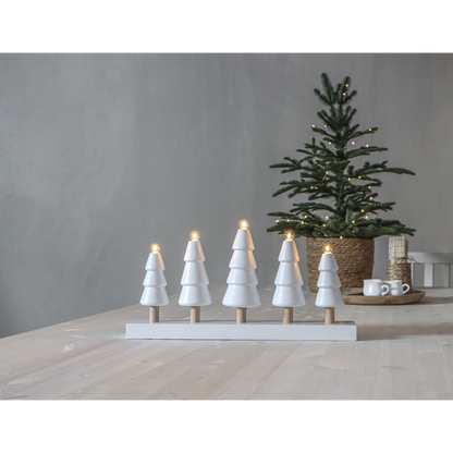 Adventsljusstake Granskog 46x8x24 cm vit